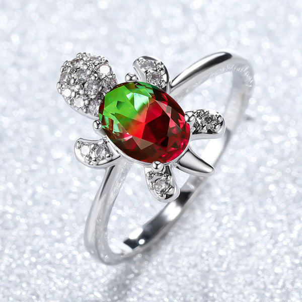 Anillo de Oro Blanco con Diamante Azul Tortuga para Hombre - Estilo Vintage - Image 4