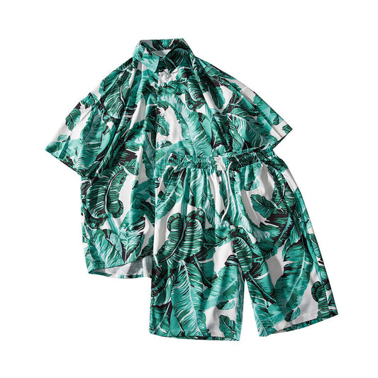 Conjunto de Playa Talla Grande: Short Floral y Camisa Estilo Japonés - Image 2