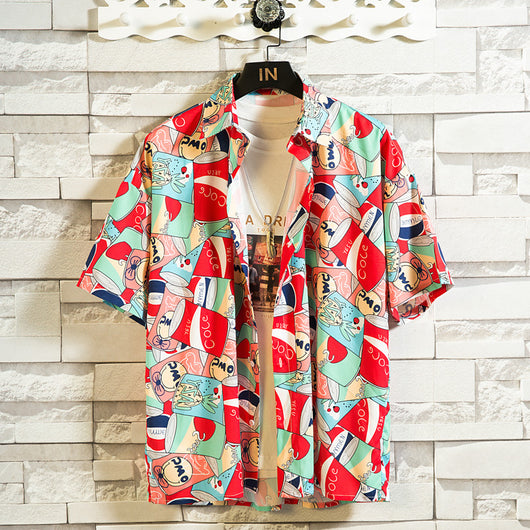 Conjunto de Playa Talla Grande: Short Floral y Camisa Estilo Japonés - Image 4