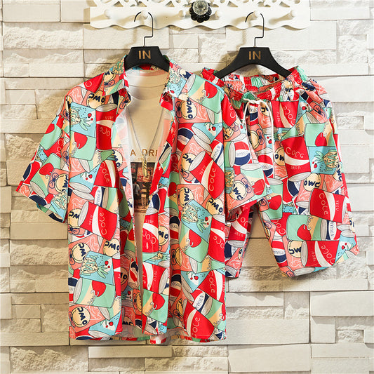 Conjunto de Playa Talla Grande: Short Floral y Camisa Estilo Japonés
