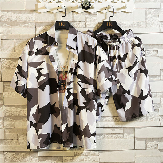Conjunto de Playa Talla Grande: Short Floral y Camisa Estilo Japonés - Image 3
