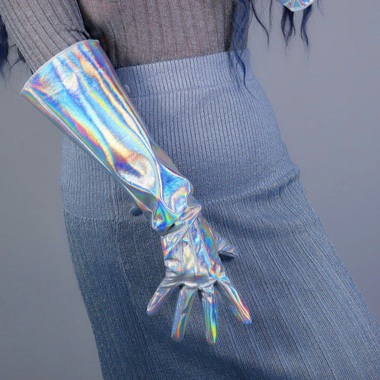 Guantes Cortos de Cuero Brillante con Colores Vibrantes
