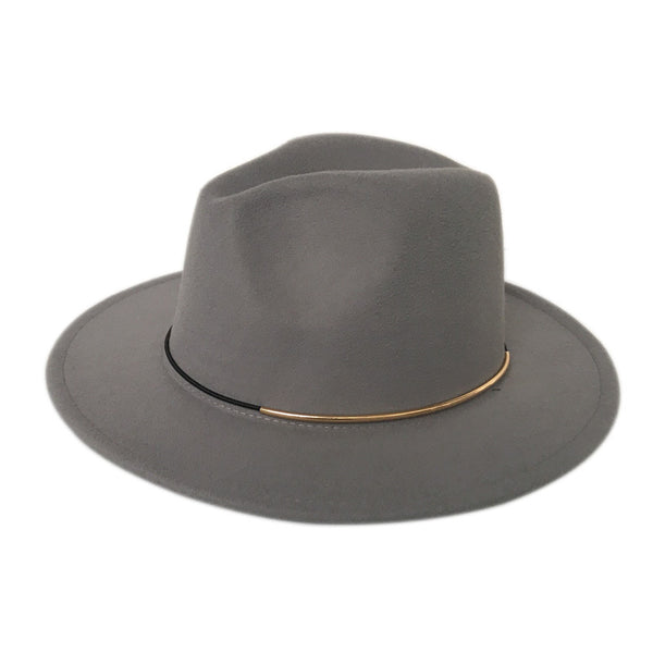 Sombrero Jazz Elegante para Mujer con Hebilla Dorada