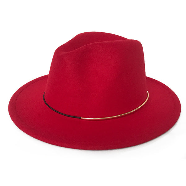 Sombrero Jazz Elegante para Mujer con Hebilla Dorada