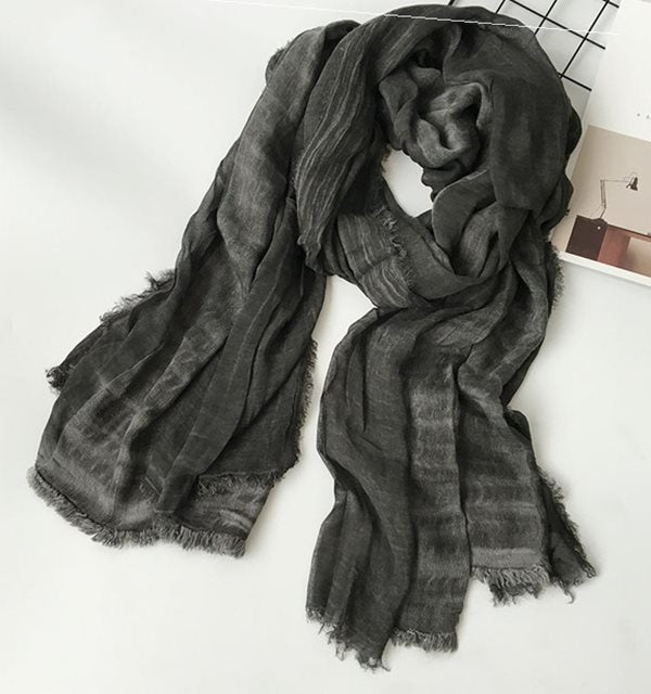 Bufanda Unisex de Algodón y Lino - Chal Largo Versátil para Hombre y Mujer