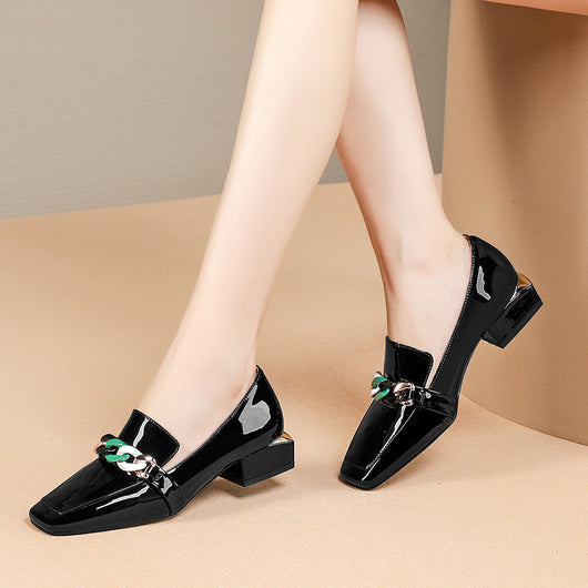 Zapatos de Tacón Grueso con Punta Cuadrada para Mujer Talla Grande - Image 3