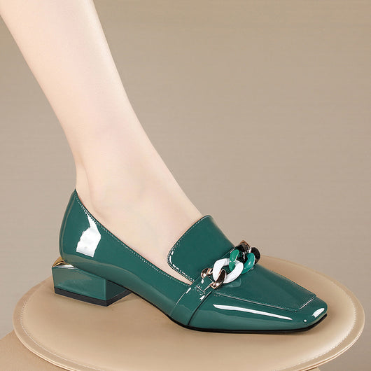 Zapatos de Tacón Grueso con Punta Cuadrada para Mujer Talla Grande - Image 4