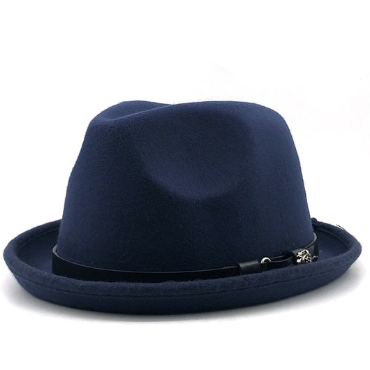 Sombrero de Lana Estilo Británico Jazz con Hebilla - Negro - Image 10