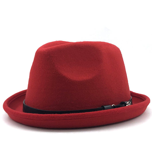 Sombrero de Lana Estilo Británico Jazz con Hebilla - Negro - Image 5