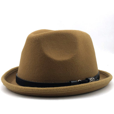 Sombrero de Lana Estilo Británico Jazz con Hebilla - Negro - Image 6