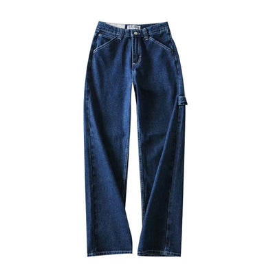 Pantalones Jeans Mujer Cintura Alta Corte Recto Efecto Drapeado - Image 8