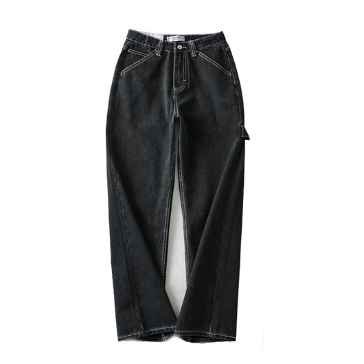 Pantalones Jeans Mujer Cintura Alta Corte Recto Efecto Drapeado - Image 3
