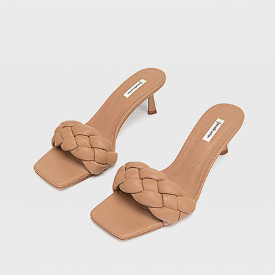 Sandalias de Tacón Alto con Punta Cuadrada y Dedo Abierto