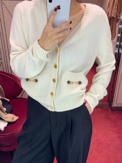 Cardigan de Cachemira Holgado con Botones Únicos para Mujer - Image 5