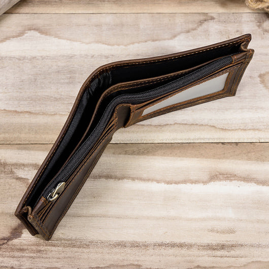 Billetera de Cuero Vintage Bifold con Monedero y Cierre - Piel de Res Primera Calidad - Image 9