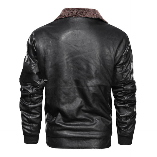 Chaqueta de Cuero con Solapa y Forro de Terciopelo Acolchado - Image 2