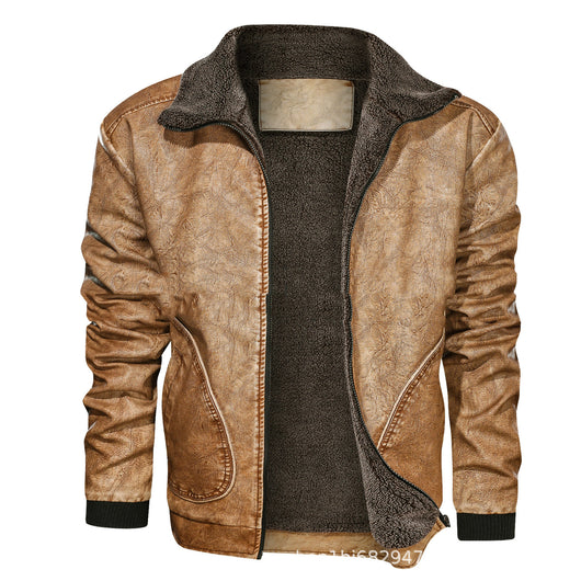 Chaqueta de Cuero con Solapa y Forro de Terciopelo Acolchado - Image 3