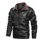 Chaqueta de Cuero con Solapa y Forro de Terciopelo Acolchado