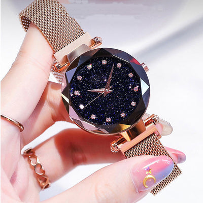 Reloj de Mujer Acero Inoxidable con Pulsera de Malla Magnética y Diseño Gipsófila