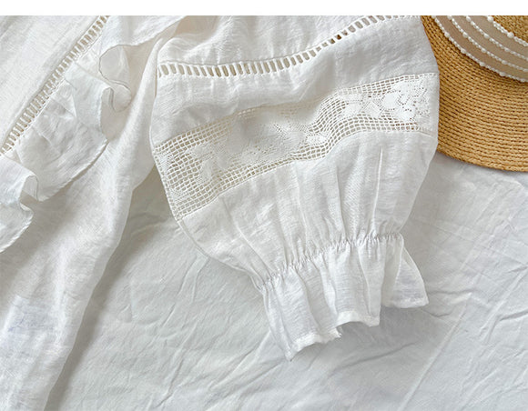 Camisa Blanca de Diseño Francés para Mujer