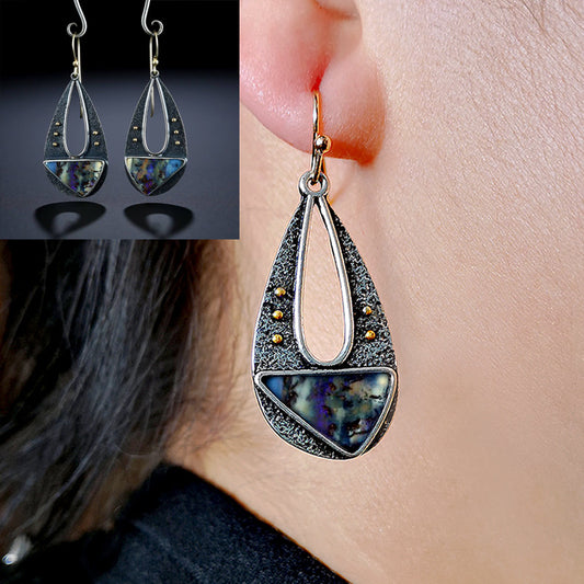 Aretes Bohemios Vintage Resina Gota de Agua Triángulo Hueco Elegantes - Image 2