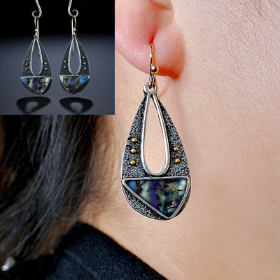 Aretes Bohemios Vintage Resina Gota de Agua Triángulo Hueco Elegantes - Image 2