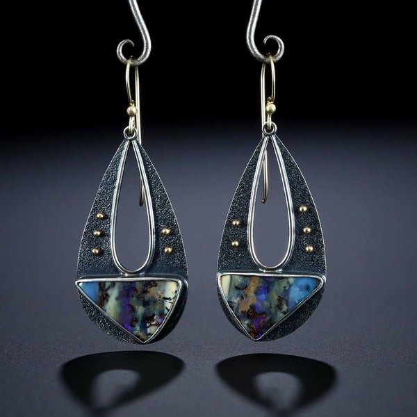 Aretes Bohemios Vintage Resina Gota de Agua Triángulo Hueco Elegantes