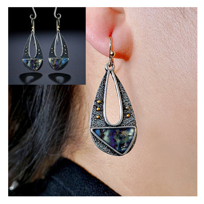 Aretes Bohemios Vintage Resina Gota de Agua Triángulo Hueco Elegantes - Image 3