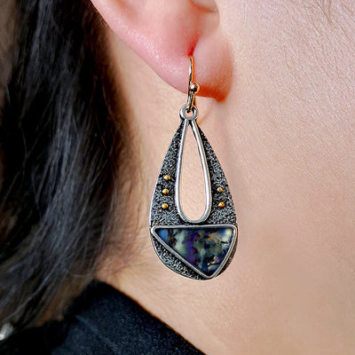 Aretes Bohemios Vintage Resina Gota de Agua Triángulo Hueco Elegantes - Image 4