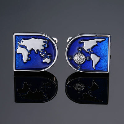 Mancuernillas Vintage con Patrón de Cristal Esmaltado Azul - Image 25