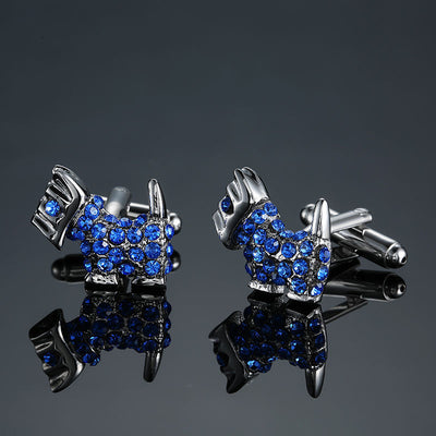 Mancuernillas Vintage con Patrón de Cristal Esmaltado Azul - Image 27