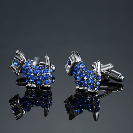 Mancuernillas Vintage con Patrón de Cristal Esmaltado Azul - Image 27