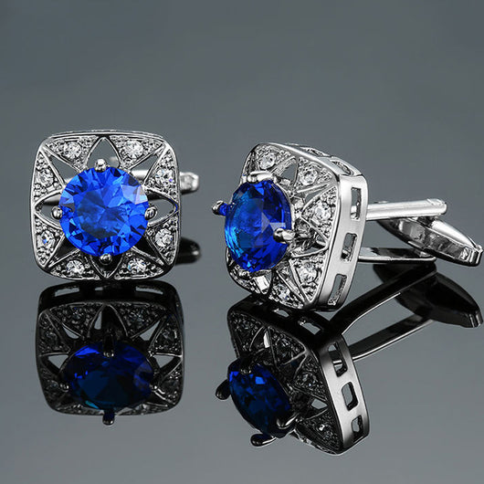 Mancuernillas Vintage con Patrón de Cristal Esmaltado Azul - Image 31