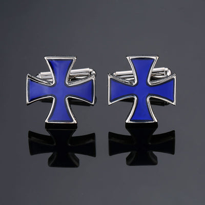 Mancuernillas Vintage con Patrón de Cristal Esmaltado Azul - Image 10