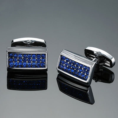 Mancuernillas Vintage con Patrón de Cristal Esmaltado Azul - Image 14