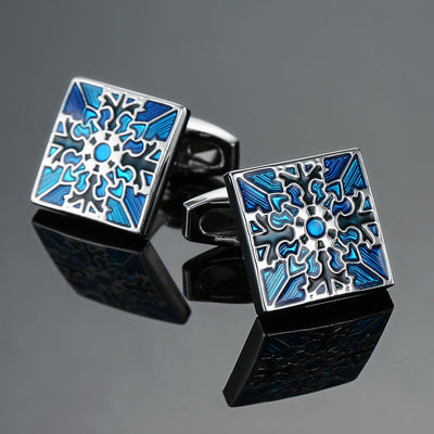Mancuernillas Vintage con Patrón de Cristal Esmaltado Azul - Image 16