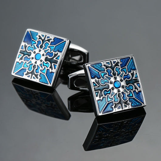 Mancuernillas Vintage con Patrón de Cristal Esmaltado Azul - Image 16