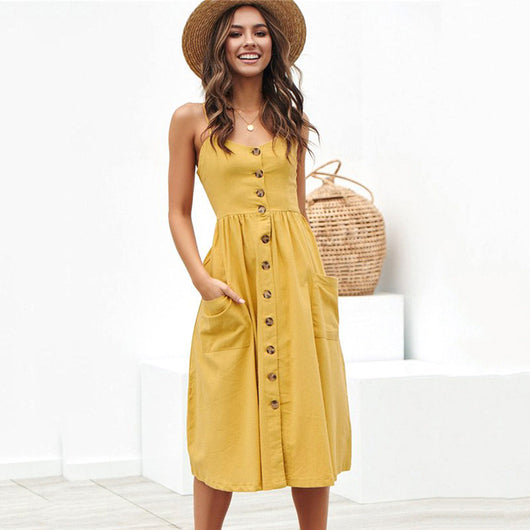 Vestido Halter Sexy con Tirantes y Botones para Mujer - Image 5