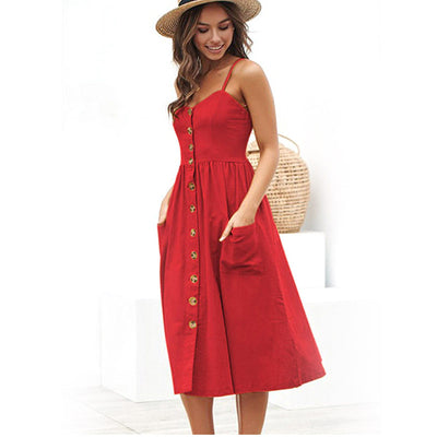 Vestido Halter Sexy con Tirantes y Botones para Mujer - Image 4