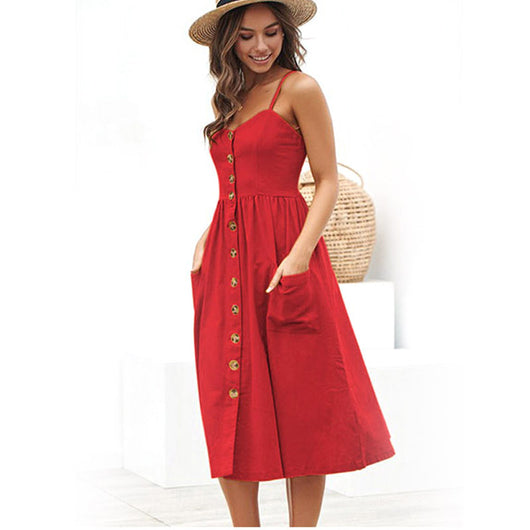 Vestido Halter Sexy con Tirantes y Botones para Mujer - Image 4