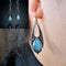 Aretes Artesanales Gota de Agua Azul Resina Vintage Boho Étnico Tribal Colgantes Metálicos Hechos a Mano