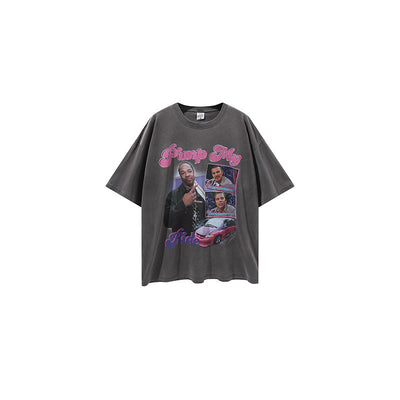Camiseta Casual Hip Hop Rapper con Estampado Gráfico