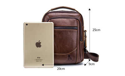 Bolsa Vertical de Cuero Genuino para Hombre Estilo Retro Cuadrada - Image 6
