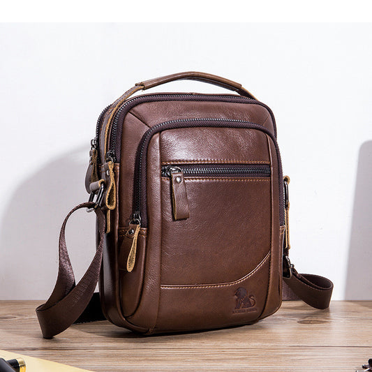 Bolsa Vertical de Cuero Genuino para Hombre Estilo Retro Cuadrada - Image 2
