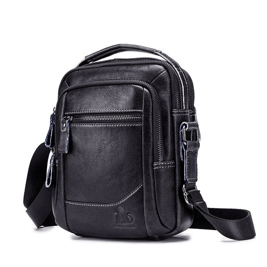 Bolsa Vertical de Cuero Genuino para Hombre Estilo Retro Cuadrada