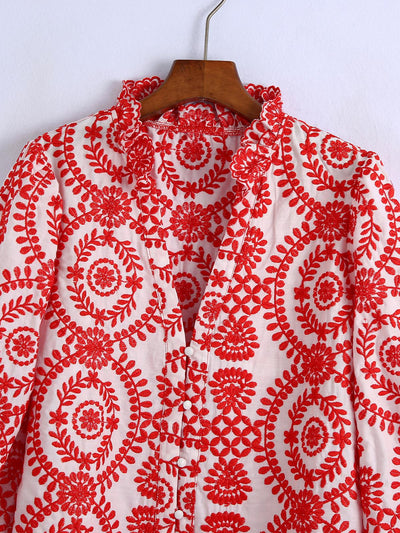 Blusa Larga Bordada Estilo Europeo Americano para Mujer - Image 15