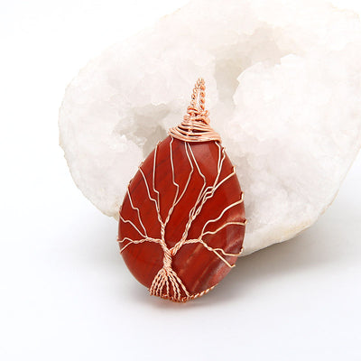 Colgante de Gota de Cristal de Piedra Natural Rosa - Image 11