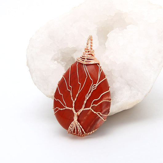 Colgante de Gota de Cristal de Piedra Natural Rosa - Image 3