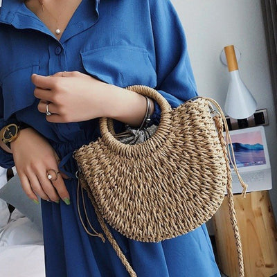 Bolsa Crossbody Tejida Artesanal - Bolso de Paja Hecho a Mano