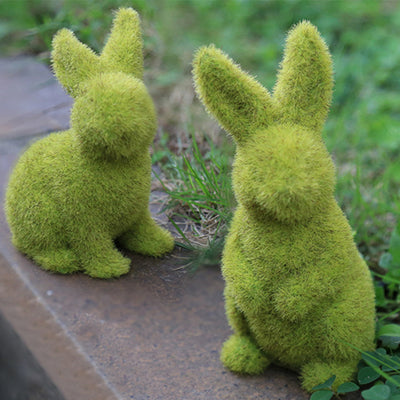 Adorno Conejo de Pascua con Pasto Artificial y Textura Esponjosa